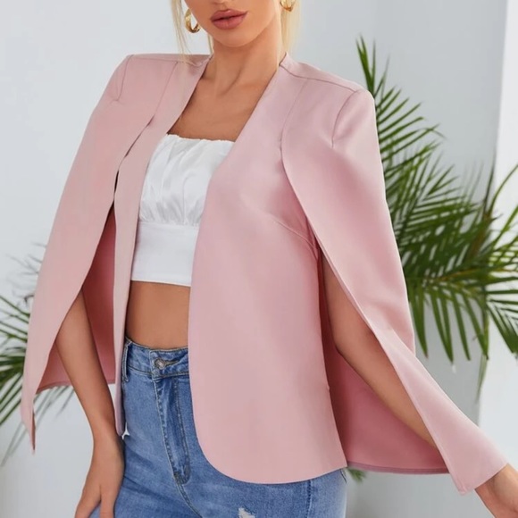 blush cape blazer